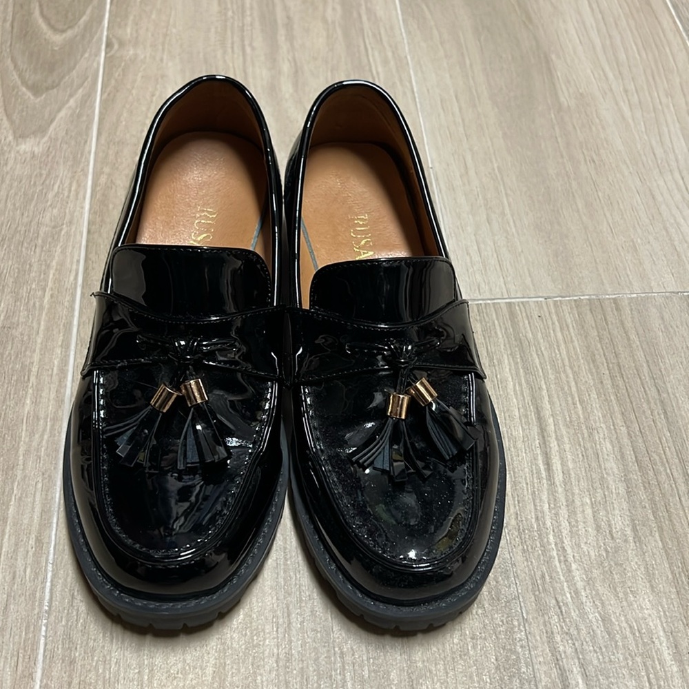 Leather Tassel Chunky Loafer Casual Slip On Platform Loafer Work Shoes